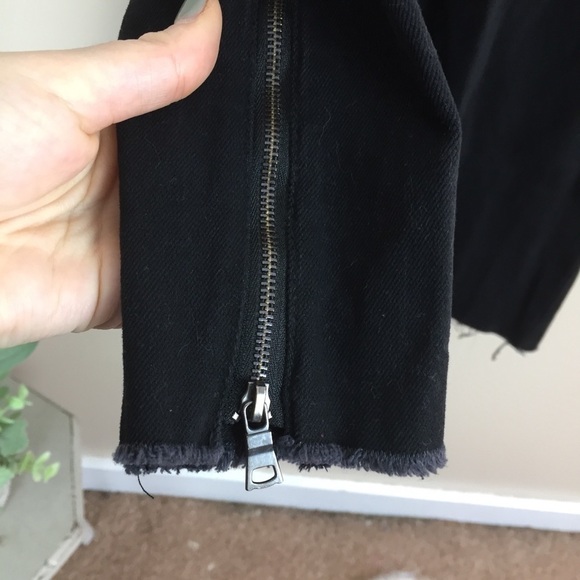 Edgy Long Sleeve Black Denim Frayed Hem Dress - Picture 6 of 8